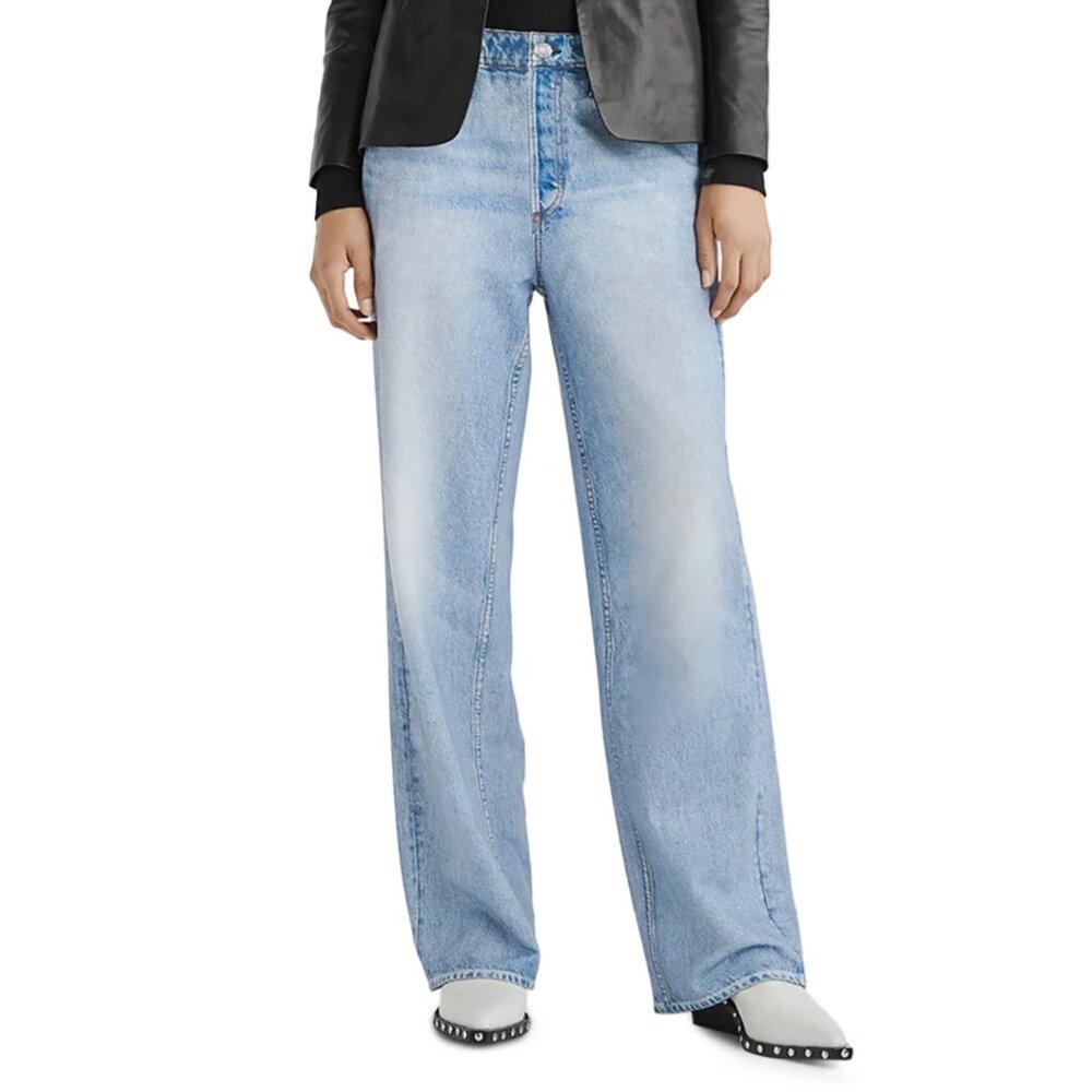 RAG & BONE Blue Miramar Wide-Leg Trousers Size: 25